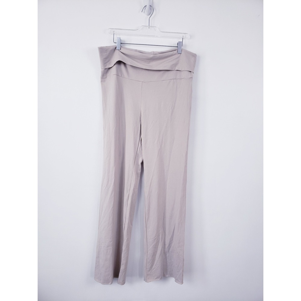 Skims Cotton Jersey Foldover Wide Leg Lounge Pants Tan Beige Womens Plus Size 2X